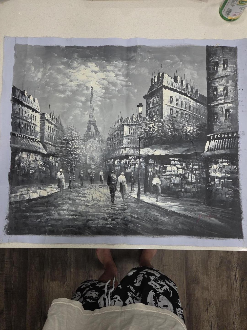 Paris Street Canvas Art Print in Black and Gray